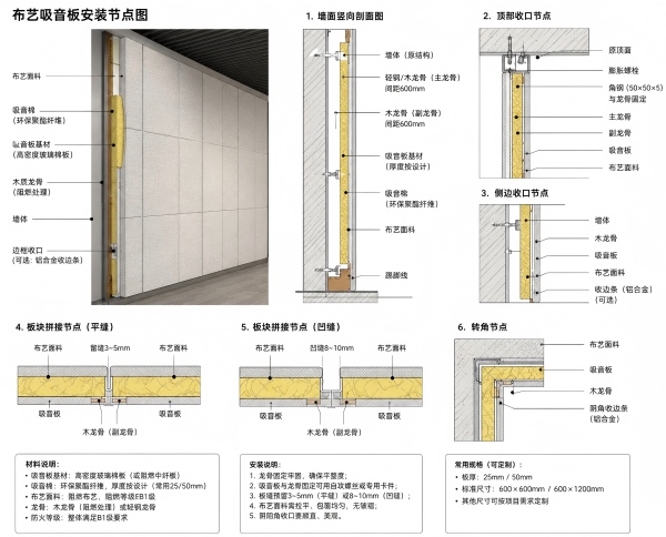 布艺吸音板安装节点大样图(图2)
